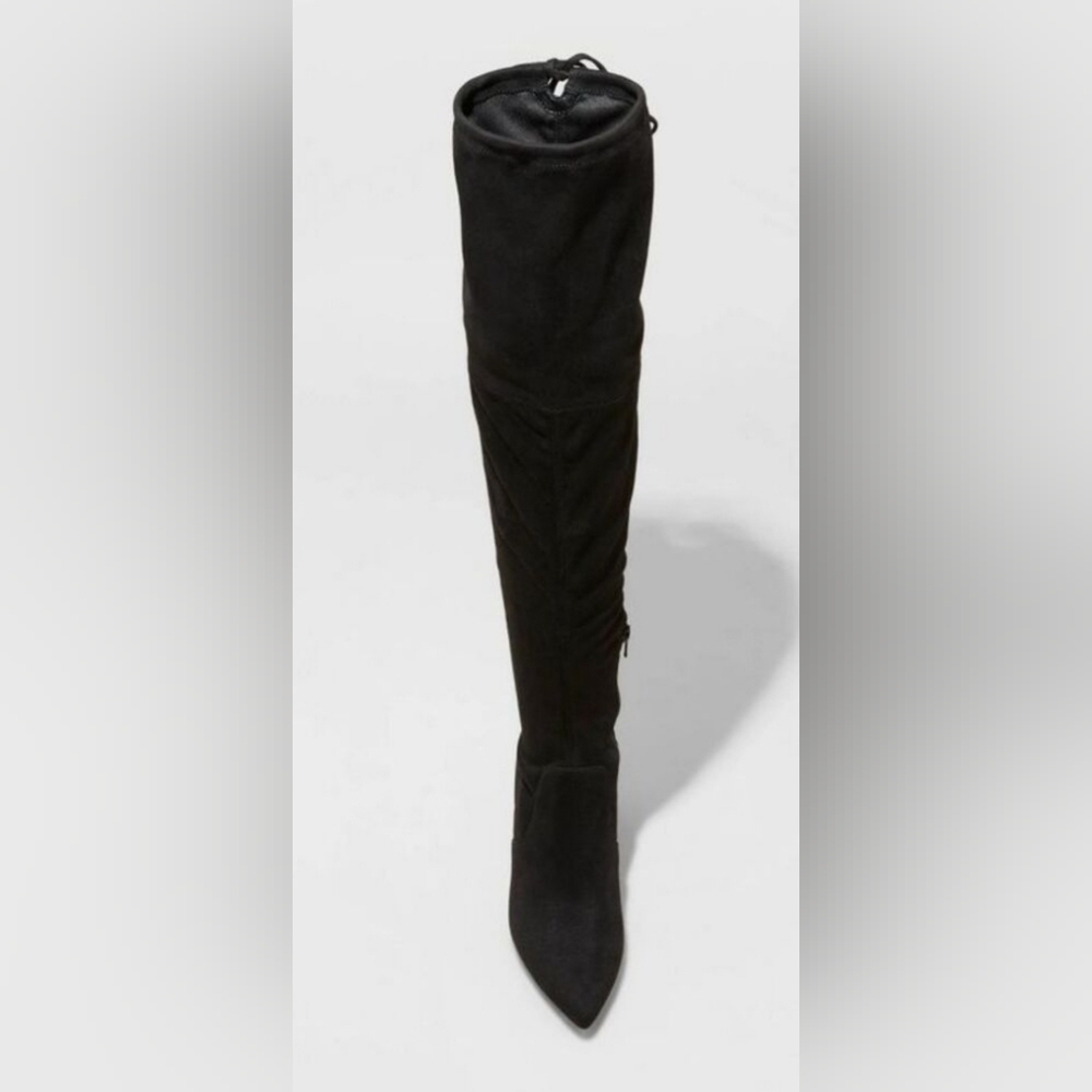 NIB A New Day Women's Faux Leather Zipper Tie Over The Knee boots 8/8.5 - Picture 3 of 3